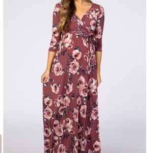Pink Blush Mauve Floral Maxi Dress